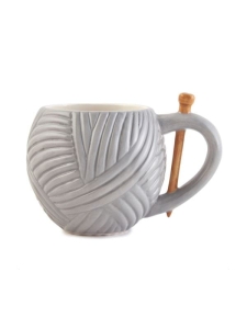 Kubek ceramiczny włóczka motek szary