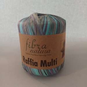 Włóczka Raffia Multi fibra natura 100% wiskoza - rafia (14) turkusowo kolorowa
