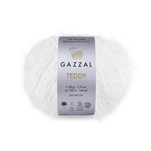 Włóczka ozdobna, włochata Gazzal Teddy 50g = 150m (6530) biały naturalny