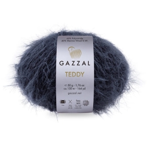 Włóczka ozdobna, włochata Gazzal Teddy 50g = 150m (6538) czarny granatowy