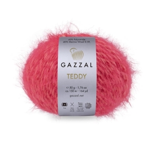 Włóczka ozdobna, włochata Gazzal Teddy 50g = 150m (6542) koktajlowy czerwony
