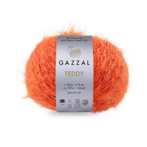 Włóczka ozdobna, włochata Gazzal Teddy 50g = 150m (6545) ostry pomarańczowy