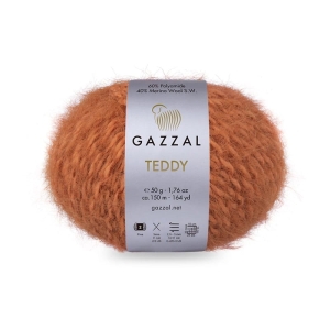 Włóczka ozdobna, włochata Gazzal Teddy 50g = 150m (6546) ceglasty rudy pomarańcz