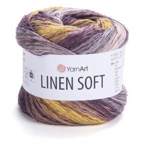 Włóczka YarnArt Linen Soft 100g 272m wiskoza bawełna len (7415) żółto śliwkowe ombre