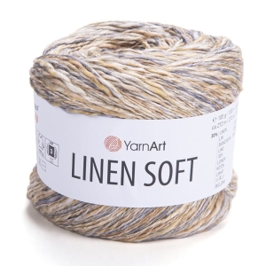 Włóczka YarnArt Linen Soft 100g 272m wiskoza bawełna len (7407) beżowo szary melanż