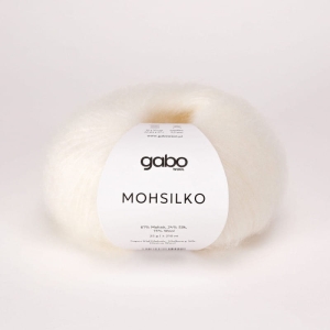 Włóczka GABO Mohsilko superkid moher, jedwab, merynos 25g = 210m (100) naturalny biały