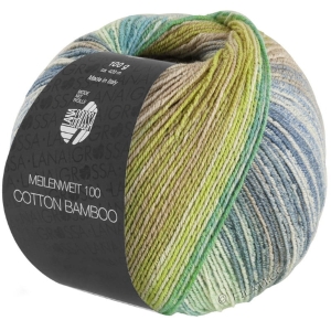 Włóczka skarpetkowa Lana Grossa Meilenweit 100 Cotton Bamboo Positano (2567)  niebiesko zielony