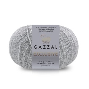 Włóczka Gazzal Exclusive merynos + jedwab + moher 25g = 200m (21) srebrny