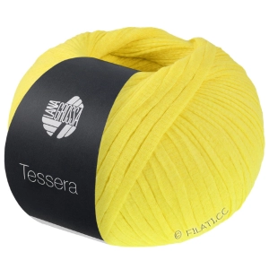 Włóczka Lana Grossa Tessera 100% bawełna tasiemkowa 50g = 115m  (004) żółty