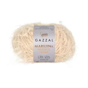Włóczka Gazzal Marilyn & Merinos Lurex 33% Merino, 48% Polyamide, 19% Lurex 50g=90m (8271L) beżowy