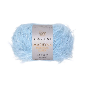 Włóczka Gazzal Marilyn & Merinos Lurex 33% Merino, 48% Polyamide, 19% Lurex 50g=90m (8280L) błękitny