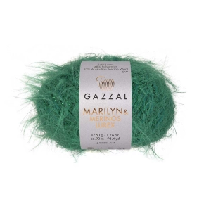 Włóczka Gazzal Marilyn & Merinos Lurex 33% Merino, 48% Polyamide, 19% Lurex 50g=90m (8293) zielony