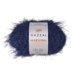 Włóczka Gazzal Marilyn & Merinos Lurex 33% Merino, 48% Polyamide, 19% Lurex 50g=90m (8273L) niebieski granat z fioletowym lurexem